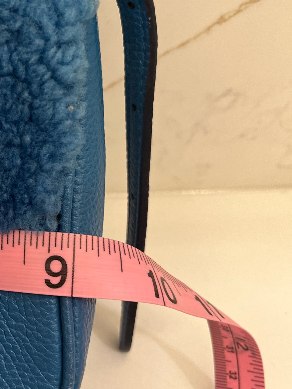 Coach Blue Shearling & Pebbled Leather Crossbody Bag - Picture 7 of 11